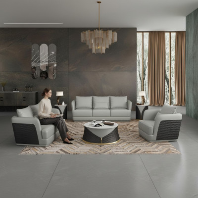 Sitzgrupp 3+2 Sëtzer Wunnlandschaft Sofa Couch Polstergarnitur Ledersofa Nei