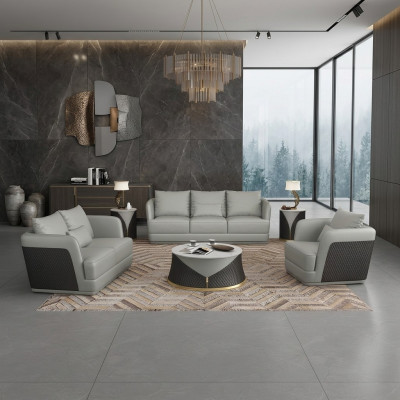 Sitzgrupp 3+2 Sëtzer Wunnlandschaft Sofa Couch Polstergarnitur Ledersofa Nei