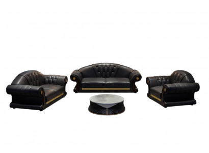 Klassesch Chesterfield Sofa Couch Polster Garnitur Dräisiichter Lieder 3-Sëtzer