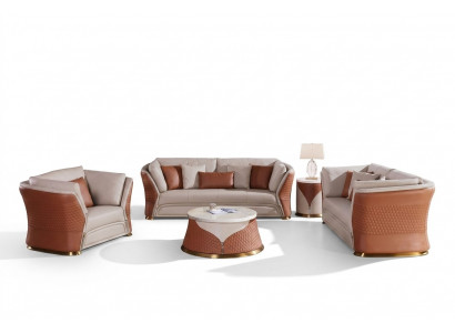 Wunnlandschaft Sofas Couch Polstersofa 3 Plazen Garnitur Ledersofa Modern Nei