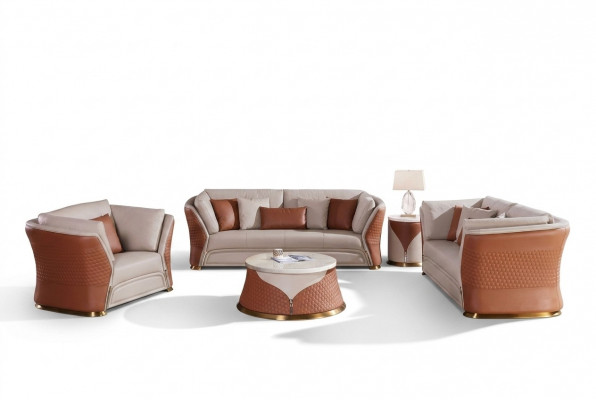 Wunnlandschaft Sofa Polster Sofasëtzung 3+2+1 Sëtzer Niewendësch Couchtisch