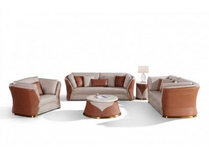 Wunnlandschaft Sofa Polster Sofasëtzung 3+2+1 Sëtzer Niewendësch Couchtisch