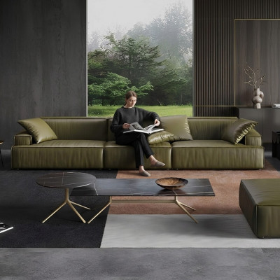 Lädersofa 6 Sëtzer XXL Couch Grousst Sofa Lümmel Couchen Sofas Couchen Garnituren