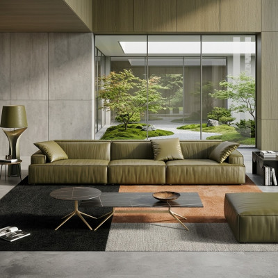 Lädersofa 6 Sëtzer XXL Couch Grousst Sofa Lümmel Couchen Sofas Couchen Garnituren