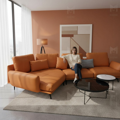 Eckcouch Orange L-Form Wunnlandschaft Sofa Canapé Polster Eck Garnitur Lieder Sofaen
