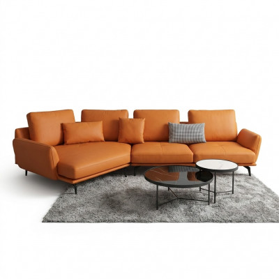 Eckcouch Orange L-Form Wunnlandschaft Sofa Canapé Polster Eck Garnitur Lieder Sofaen
