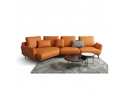 Eckcouch Orange L-Form Wunnlandschaft Sofa Canapé Polster Eck Garnitur Lieder Sofaen