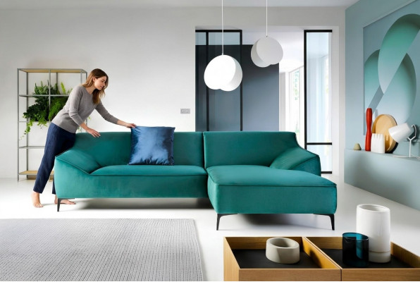 Wunnlandschaft L-förmeg Ecksofa Sofa Couch Polster Eck Garnitur Stoff Sofas Nei