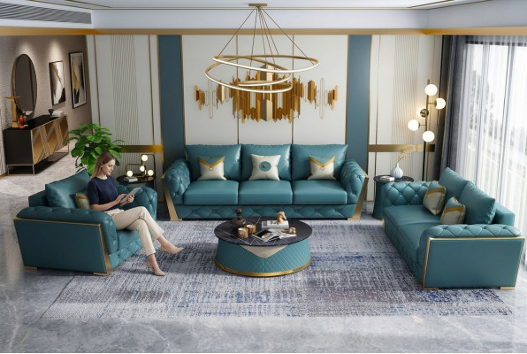 Sofagarnitur 3+2+1 Sëtz Wohnlandschaft Canapé Sofa Polster Garnitur Sofas Lieder