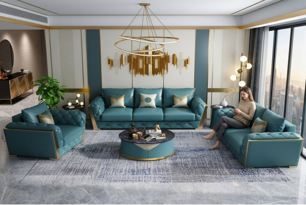 Dräisëtzer Design Sofa 3-Sëtzer Couch Polster Garnitur Sofas