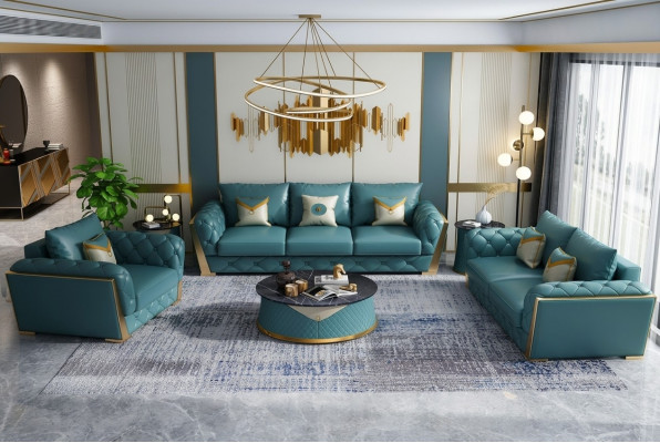 Dräisëtzer Design Sofa 3-Sëtzer Couch Polster Garnitur Sofas