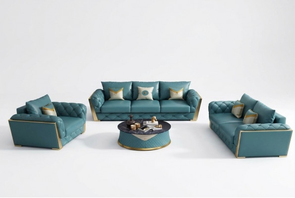 Dräisëtzer Design Sofa 3-Sëtzer Couch Polster Garnitur Sofas