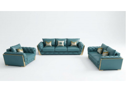 Sofagarnitur 5-stéck Set Sëtz Polster Garnituren 2x Säitendëscher Sofa Dësch neit