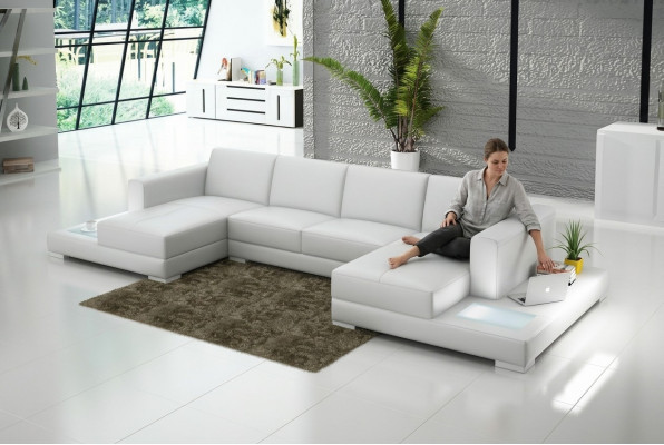 Eck Ecksofa U-Form Wunnoze Landschaft Sofa Canapé Polstergarnitur Stoff Sofas Lieder