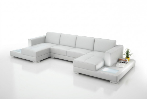 Eck Ecksofa U-Form Wunnoze Landschaft Sofa Canapé Polstergarnitur Stoff Sofas Lieder