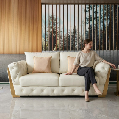 Design Zweisitzer Lounge Miwwelen 2 Sëtzer Sofa Couch Polster Club Sofae Couchen