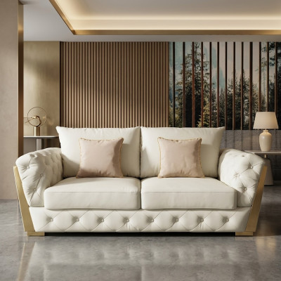 Design Zweisitzer Lounge Miwwelen 2 Sëtzer Sofa Couch Polster Club Sofae Couchen