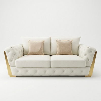 Design Zweisitzer Lounge Miwwelen 2 Sëtzer Sofa Couch Polster Club Sofae Couchen
