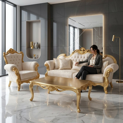 Canapé-Set 3+3+1+1 Setzer Klassesch Relax Fauteuil Chesterfield Barock Stil 4 Stéck.