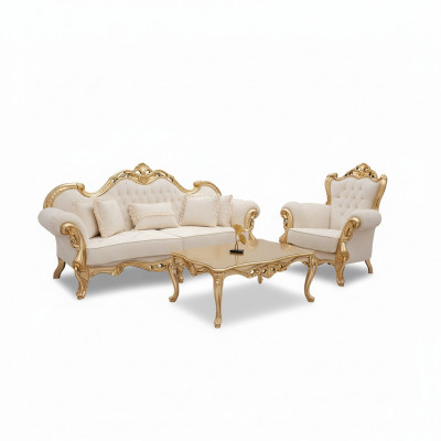 Sofaensemble 3+3+1 Sëtz Chesterfield Barock Stil Ensemble Set 3 Deeler Sofa