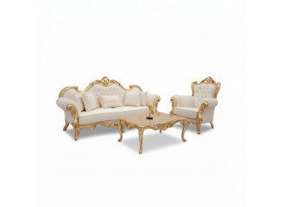 Sofaensemble 3+3+1 Sëtz Chesterfield Barock Stil Ensemble Set 3 Deeler Sofa