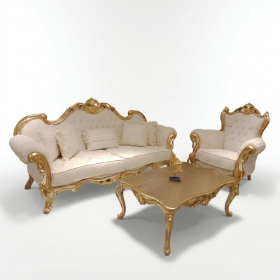 Sofa 3+3 Sëtzer Chesterfield Luxus Sofa 2tlg. Sofagarnitur Klassesch Miwwel Neit