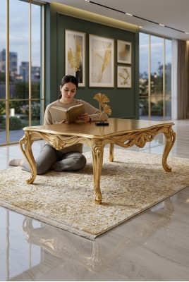 Couchtisch Dëscher Chesterfield Dësch Design Luxus Miwwelen Gold Holz Wunnzëmmer Nei