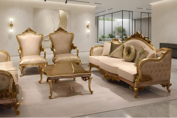 Designer Canapé-Suite 3+3+1 Sëtzer Couch Polster Sëtz-Garnitur Klassesch Set Nei