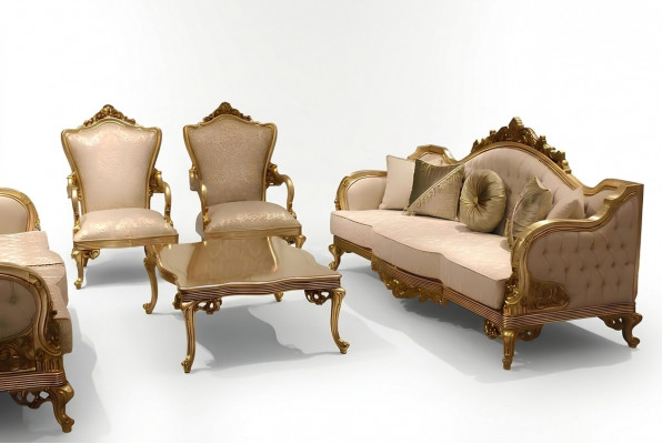 Designer Canapé-Suite 3+3+1 Sëtzer Couch Polster Sëtz-Garnitur Klassesch Set Nei