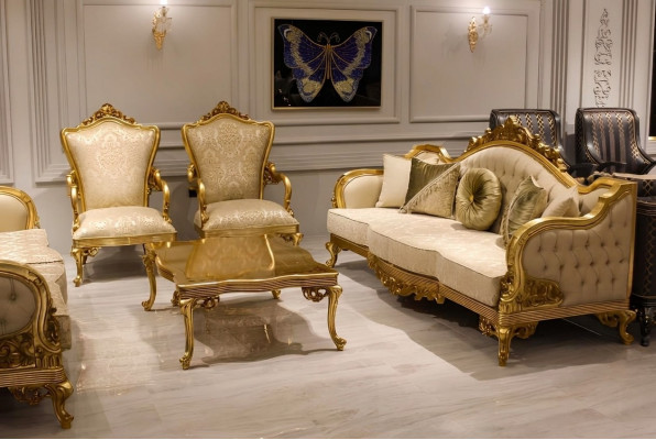 Designersofa-Garnitur 3+1 Sëtzer Couchgarnitur Textil Komplette Wunnzëmmer-Set Nei