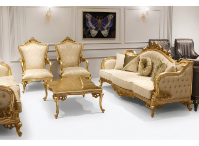 Designersofa-Garnitur 3+1 Sëtzer Couchgarnitur Textil Komplette Wunnzëmmer-Set Nei