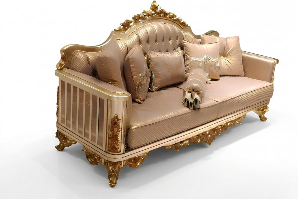 Soffagarnitur 3+3+1 Sëtzer Textil Komplett Set Sofa Fautëuil Holz Chesterfield