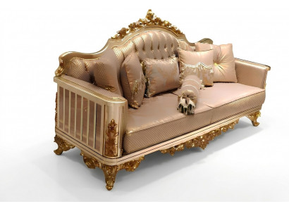 Soffagarnitur 3+3+1 Sëtzer Textil Komplett Set Sofa Fautëuil Holz Chesterfield