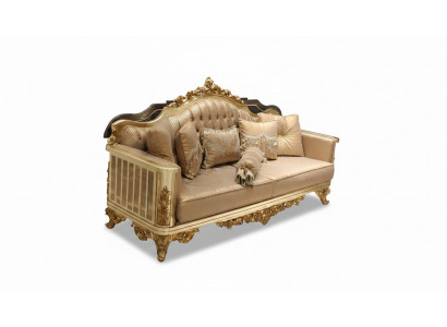 Luxus Sofa 3 Plazéier Textil Sofa Gold Design Miwwel 3er Chesterfield Polster Neu