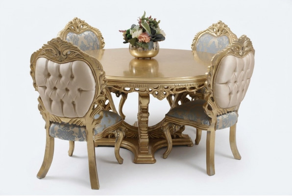 Luxus Iessdësch Ronn Design Dësch klassesch Iesszëmmer Dëscher Miwwelen Gold Nei