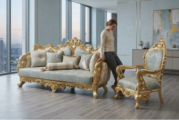 Klassesch Sofa Garnitur 3+3+1 Sëtz Chesterfield Relax Fotell Miwwelen Sofa Nei