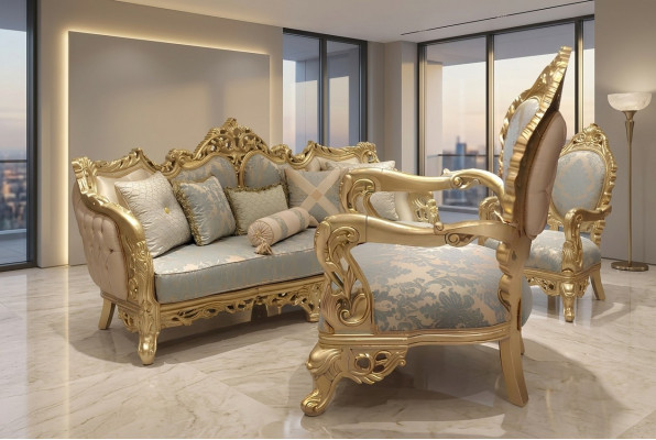 Klassesch Sofa Garnitur 3+3+1 Sëtz Chesterfield Relax Fotell Miwwelen Sofa Nei