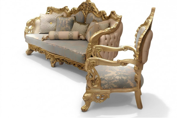 Klassesch Sofa Garnitur 3+3+1 Sëtz Chesterfield Relax Fotell Miwwelen Sofa Nei