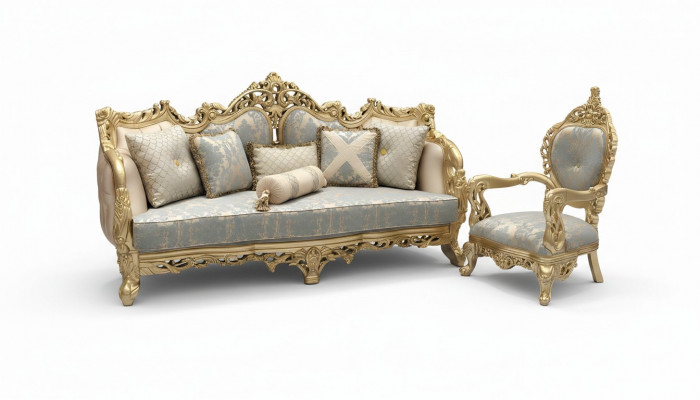 Klassesch Sofagaarnitur 3+1+1 Sëtz Sofa 3er Komplett Set Relax 2x Fauteuil 3 Stéck.