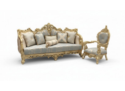 Klassesch Sofagaarnitur 3+1+1 Sëtz Sofa 3er Komplett Set Relax 2x Fauteuil 3 Stéck.