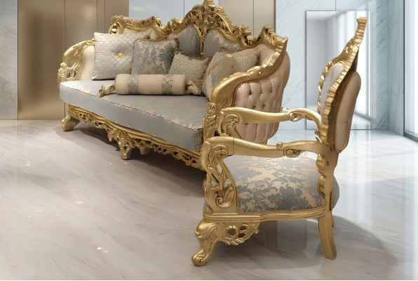 Chesterfield Sofa 3 Sëtzer Polstersofa Klassesch Textil Holz Nei