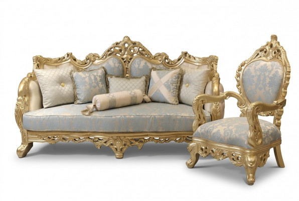 Chesterfield Sofa 3 Sëtzer Polstersofa Klassesch Textil Holz Nei