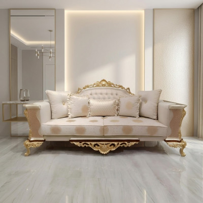 Luxus Sofagarnitur 3+3 Sëtzer Textil Designer Chesterfield Sofa 2x 3 Sëtzer Nei