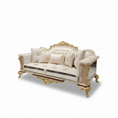 Luxus Sofagarnitur 3+3 Sëtzer Textil Designer Chesterfield Sofa 2x 3 Sëtzer Nei