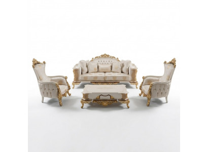 Soffagarnitur 3+1 Setzer Sofa Set Komplett Textil Holz Wunnzëmmer Luxus Sofa Neit