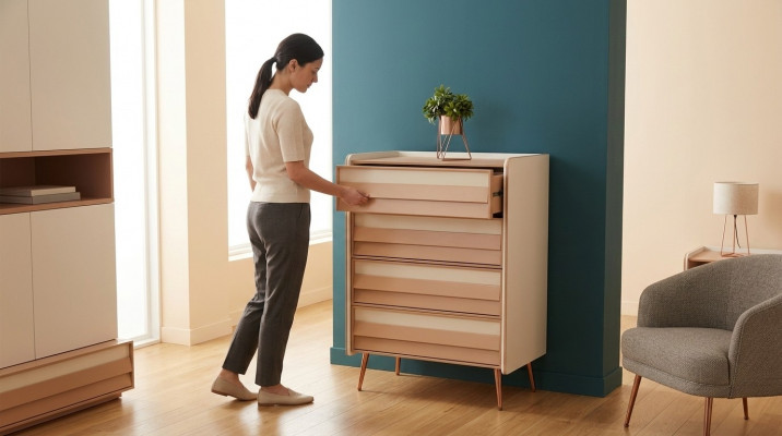 Modern Kommode mat 2 Tiräng Miwwelen Designer Sall Kannerzëmmer Nei