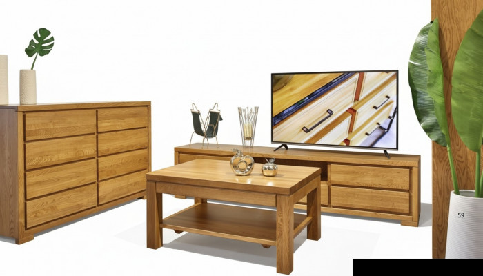 Niewent Dësch Couchtisch Echt Holz Massiv Miwwel Eech 120x80cm Nei Dëscher