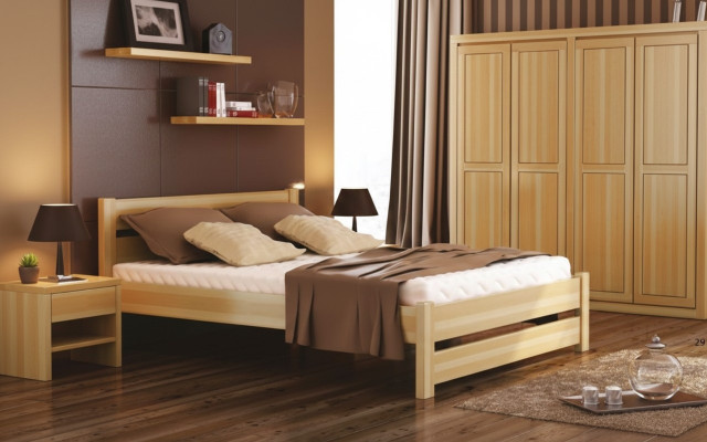Schlofkummer 3-stéck Set Bett Nuetsdëscher 2x Better Eechte Holz Massivholz