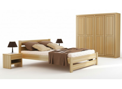 Schlofkummer 3-stéck Set Bett Nuetsdëscher 2x Better Eechte Holz Massivholz