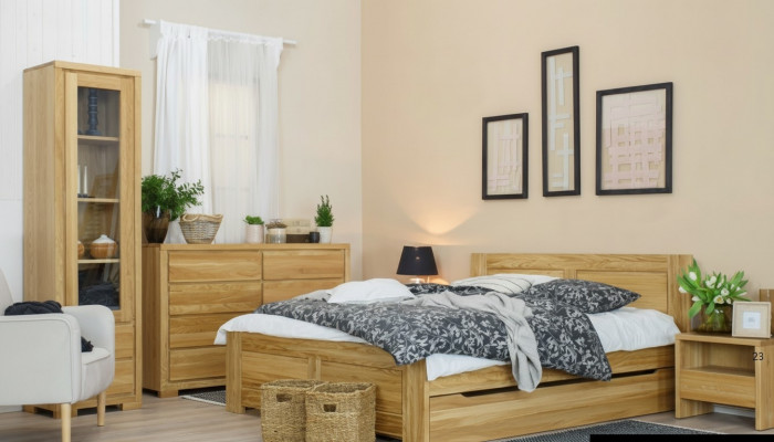 Schlofzëmmer Holzbett Echt Holz Bett Better Hotel 180x200 cm Stil Massiv Miwwelen
